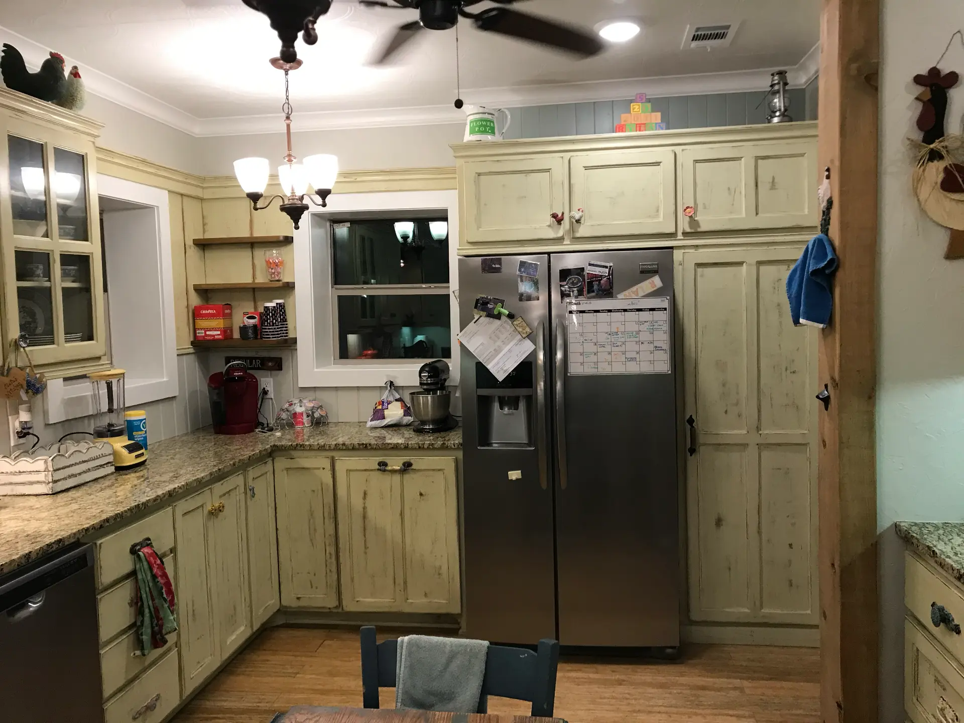 Existing refrigerator wall before custom cabinetry remodel